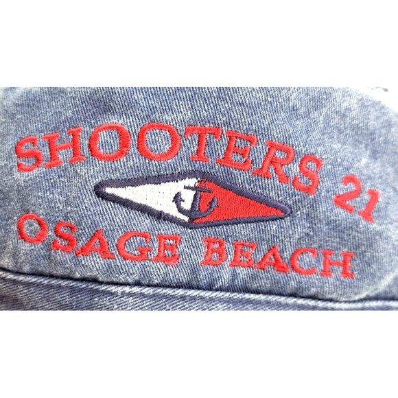 Vintage Shooters 21 Osage Beach Denim Bucket Hat XL Lake Of The Ozarks Bar Races - Picture 11 of 13